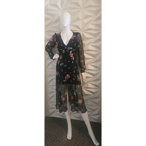 KIMCHI BLUE Linda Lynn Long Sleeve Sheer Floral Maxi Dress NWOT Size 0